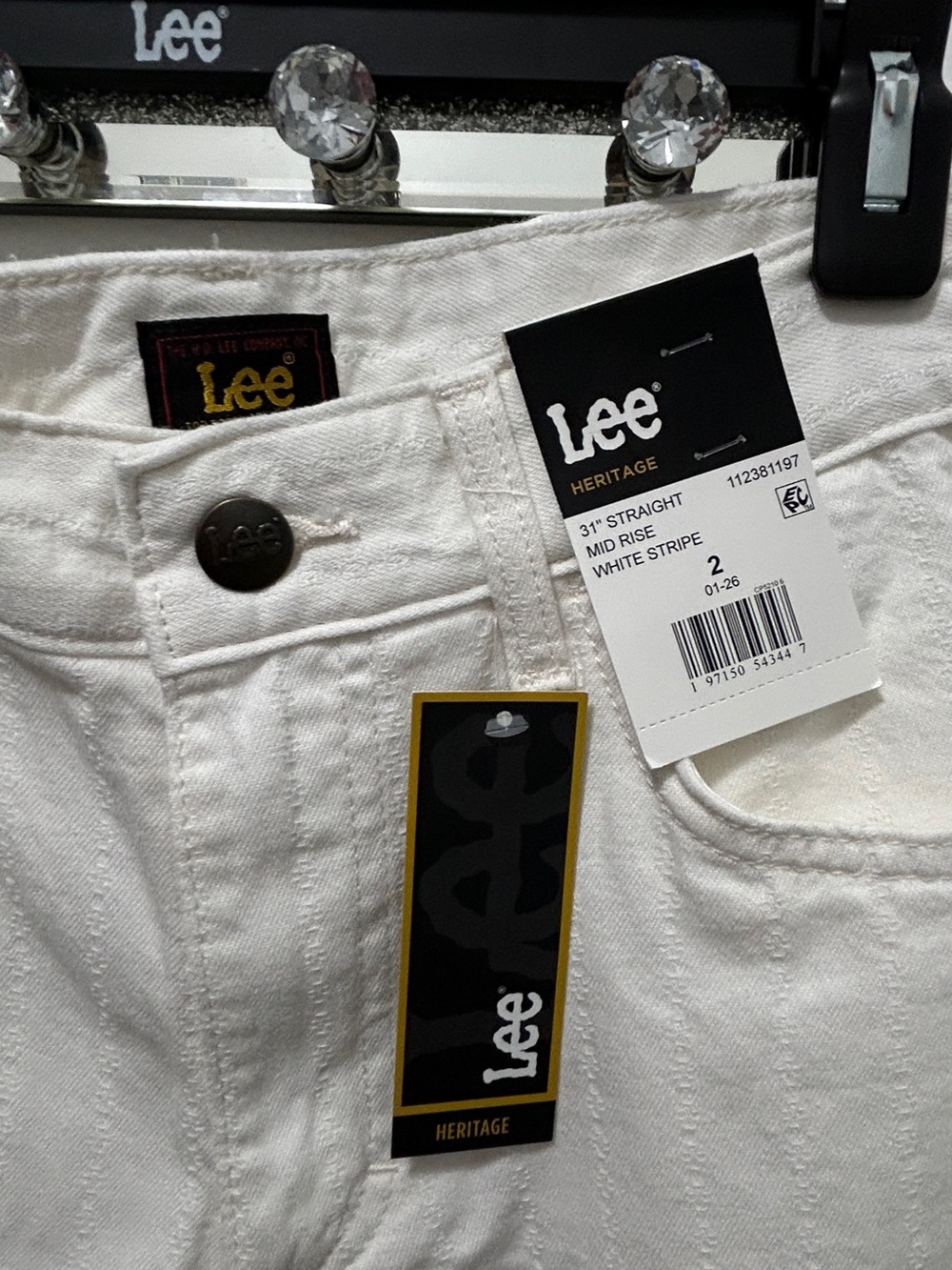Lee Heritage White Straight Leg Mid Rise Jeans Size 2 NWT 100% Cotton - Picture 3 of 10